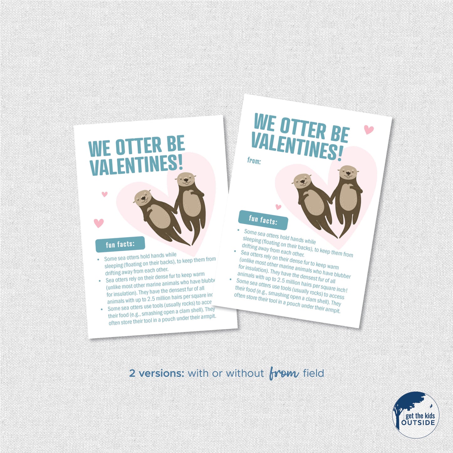 Fun Fact Valentines - Mammals - printable