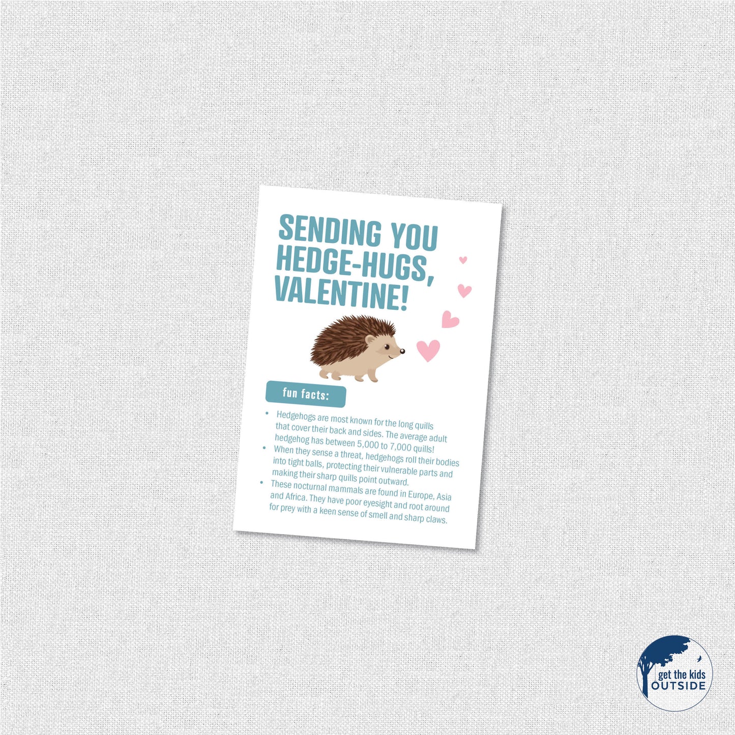 Fun Fact Valentines - Mammals - printable