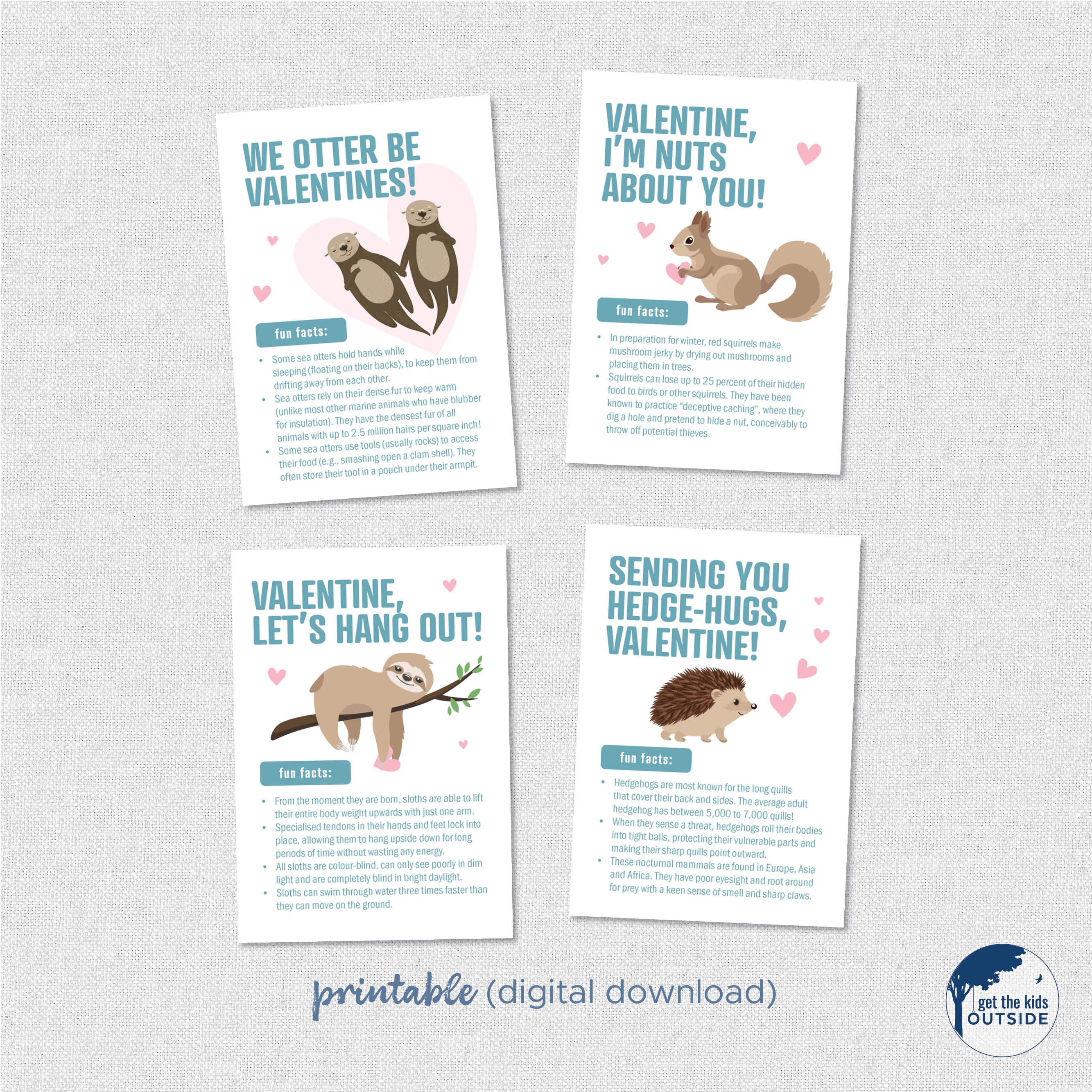 Nuts About You Printable Valentines 