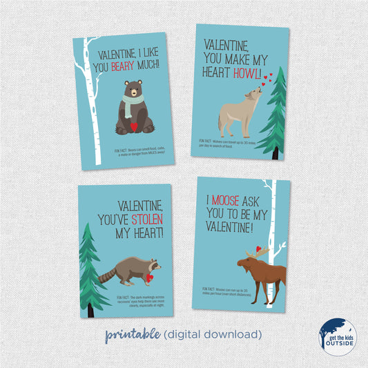 Valentines - Woodland Animals - printable