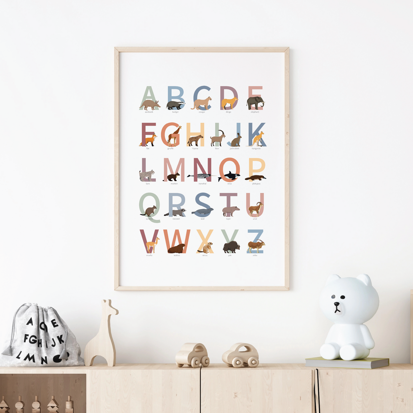 Animal Alphabet Poster - wild animals from around the world