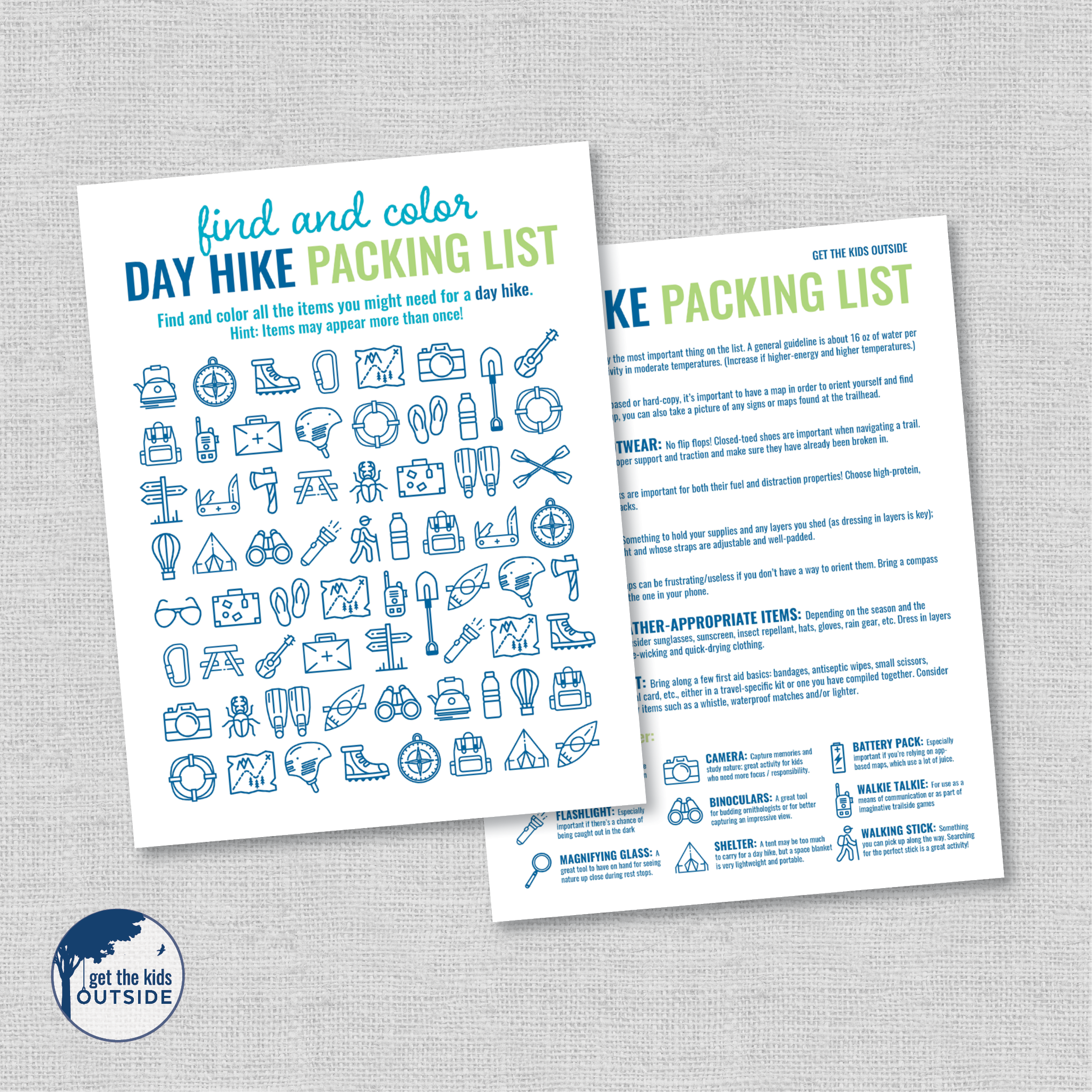 Find and Color: Day Hike Packing List – Get the Kids Outside