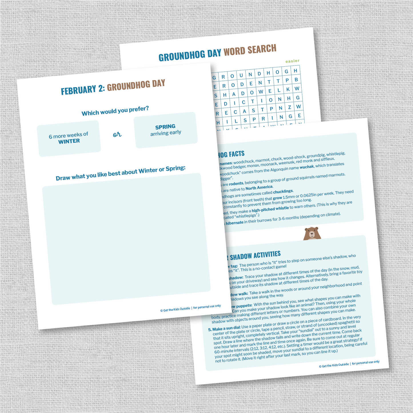 Groundhog Day Activity Pack