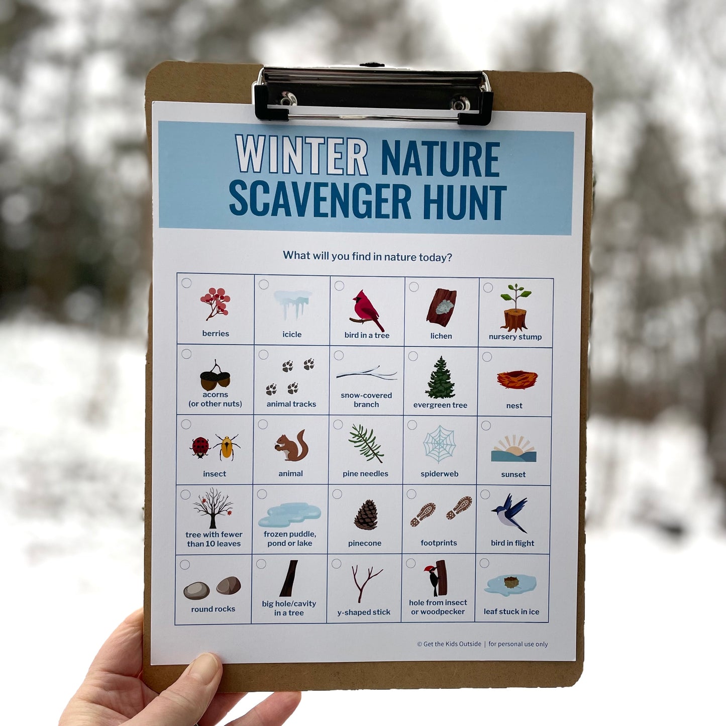 Winter Nature Scavenger Hunt