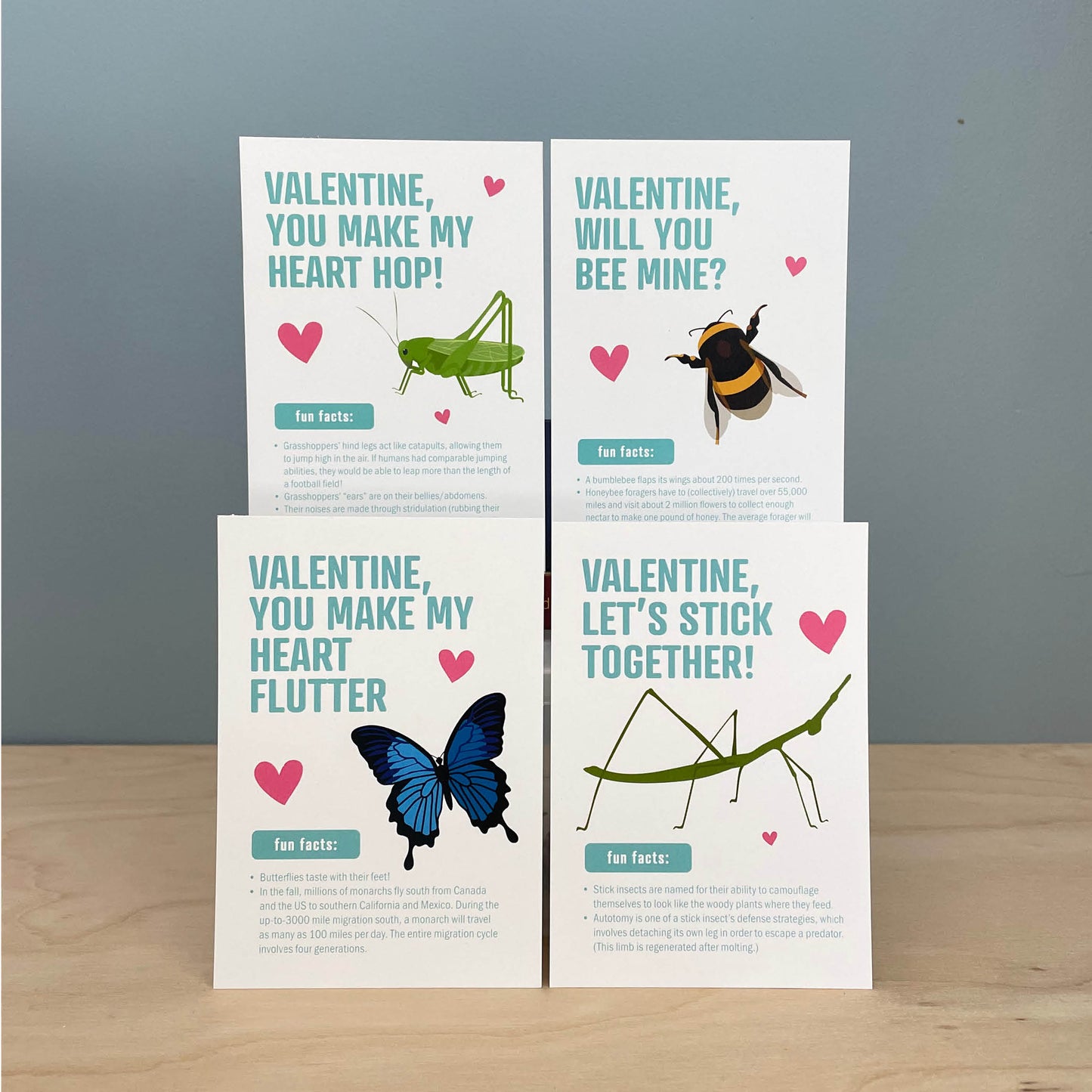 Valentines - Insects A - printed (set of 12)