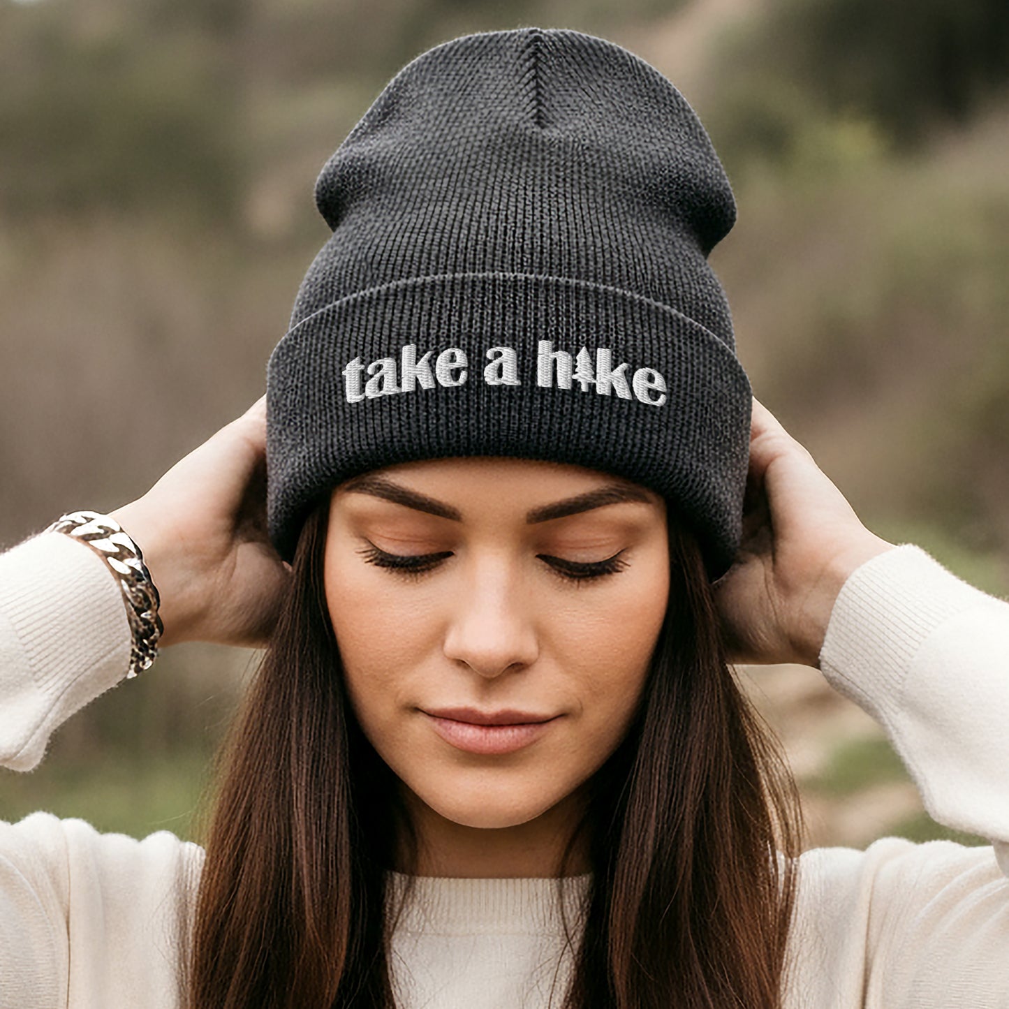 Take a Hike Cuffed Beanie | Outdoorsy Hat for Hikers