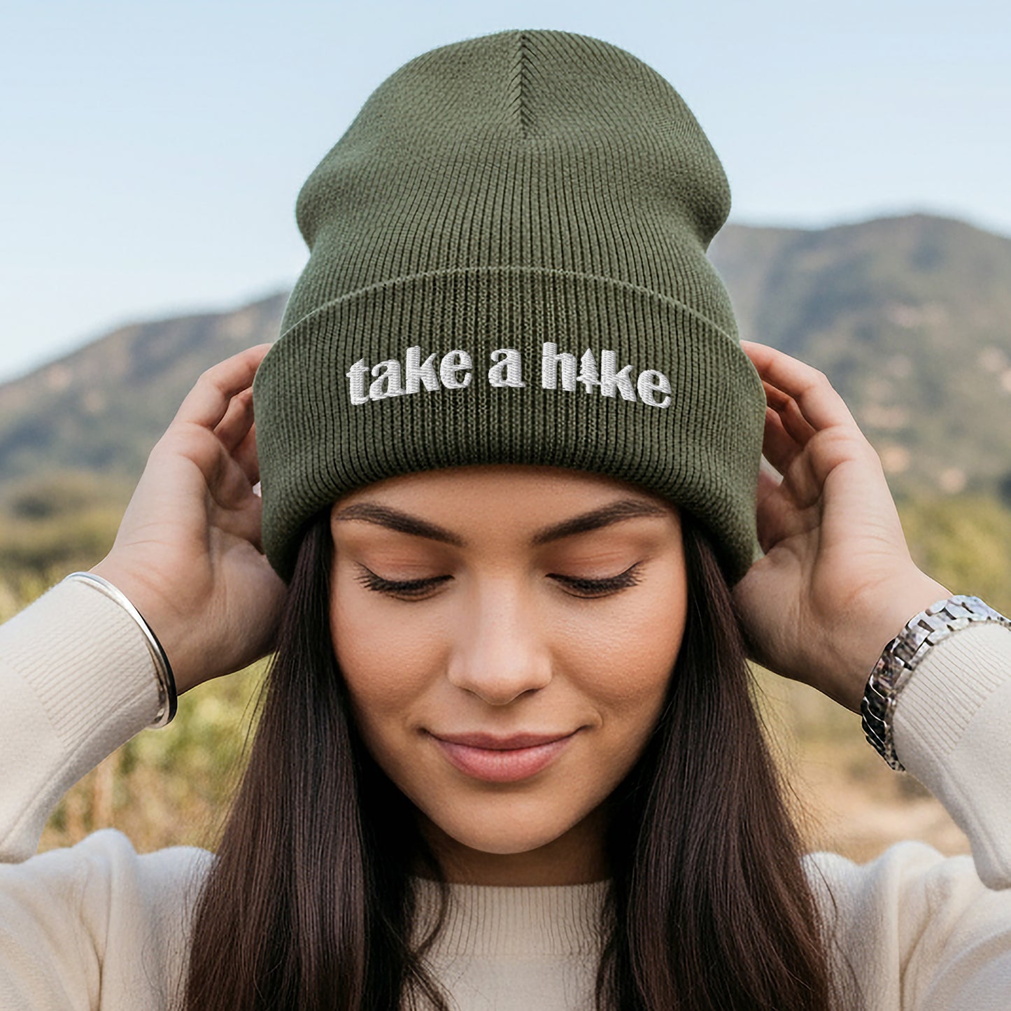 Take a Hike Cuffed Beanie | Outdoorsy Hat for Hikers