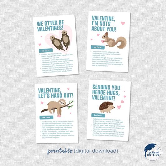 Fun Fact Valentines - Mammals - printable