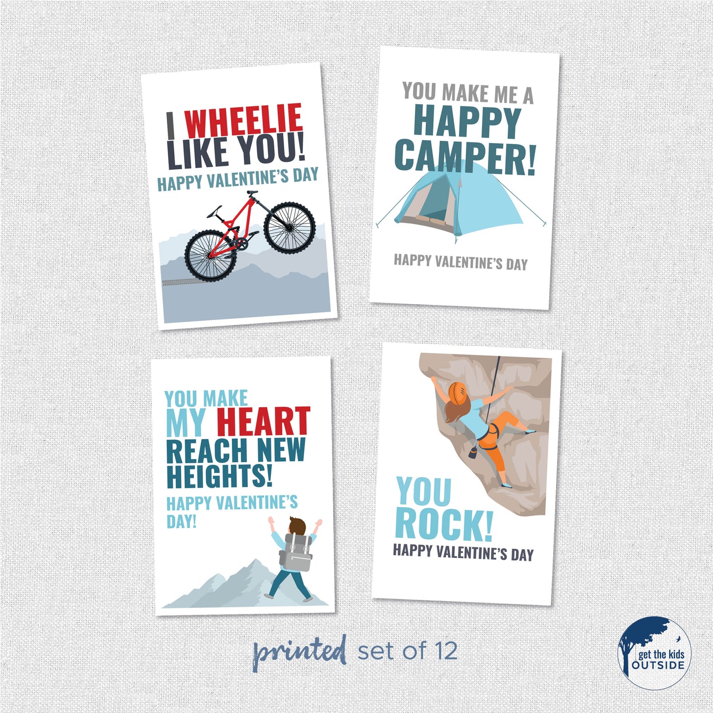 Valentines - Outdoor Adventure - printed (set of 12)