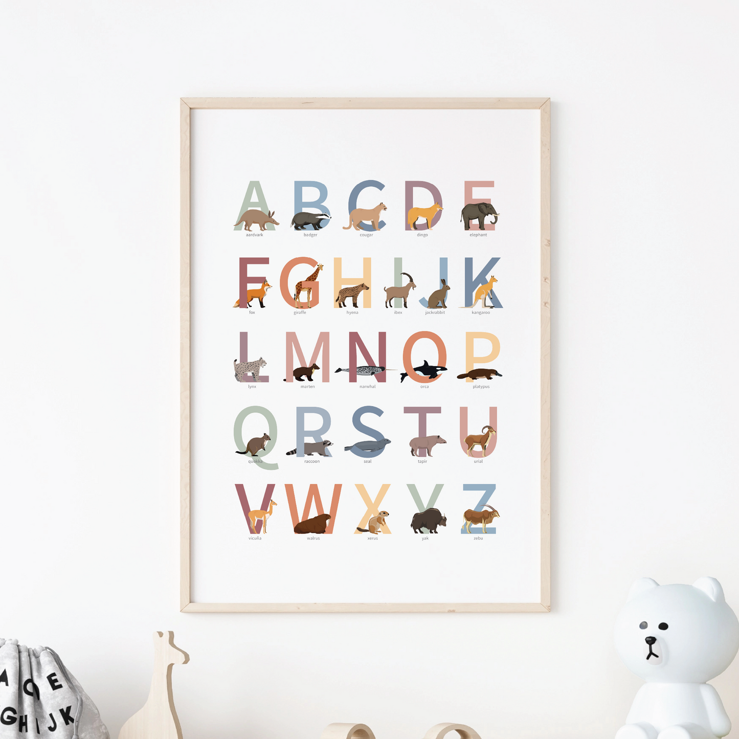 Animal Alphabet Poster - wild animals from around the world