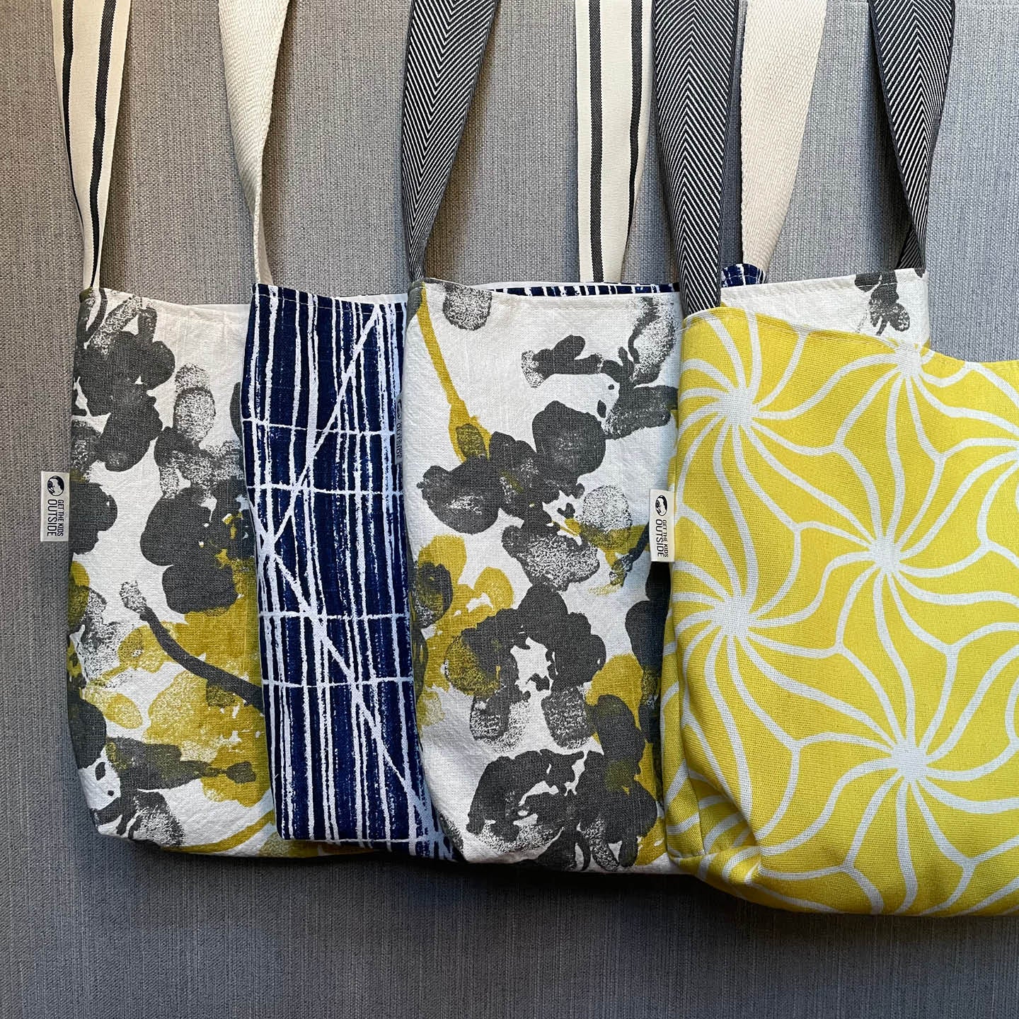 Forager Bags: Chartreuse & Grey Floral