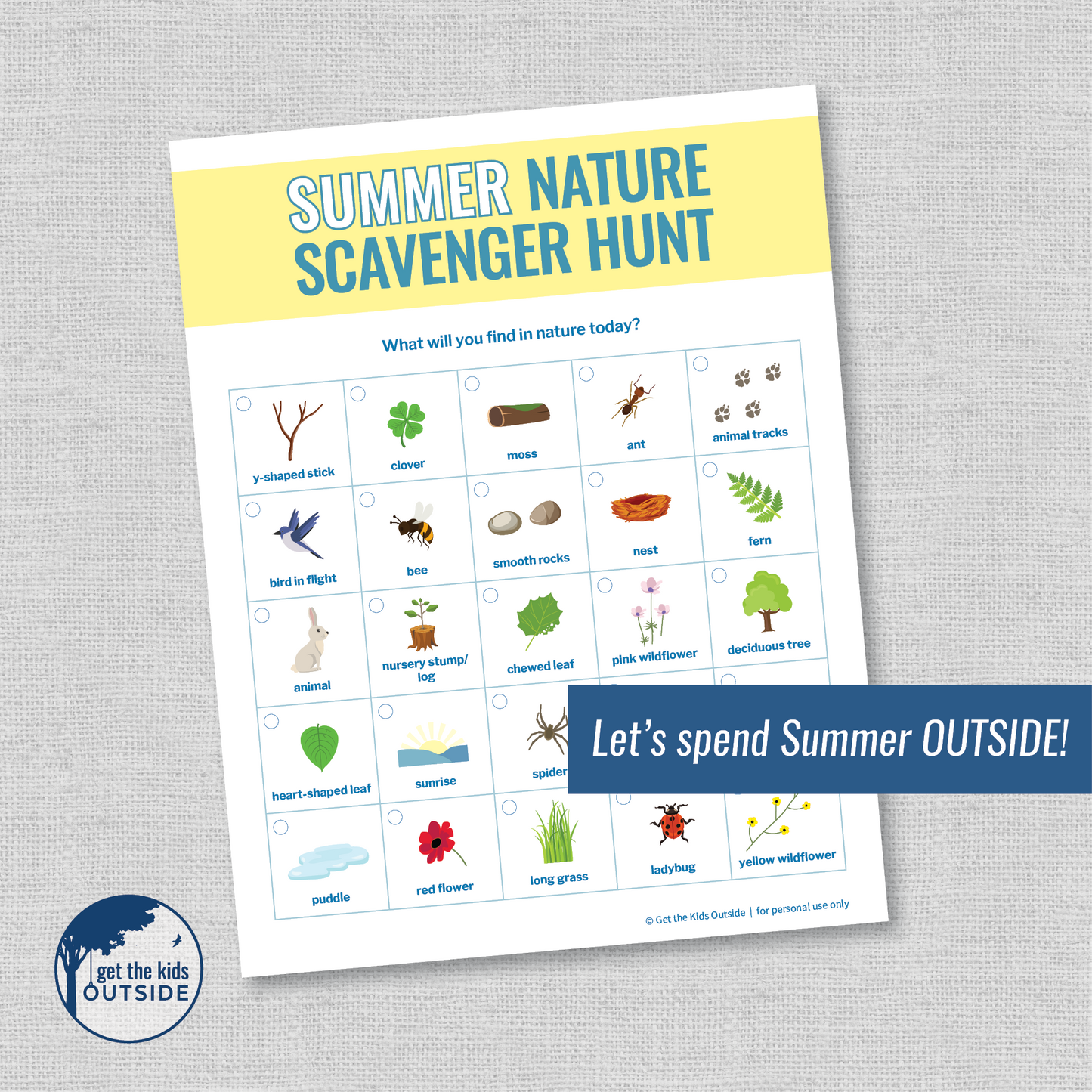 Nature Scavenger Hunt: Summer